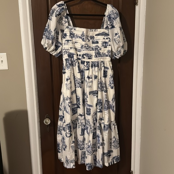 NWT A&F Emerson Poplin Puff Sleeve Midi Dress - Picture 7 of 11